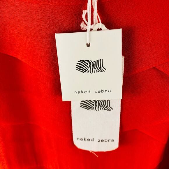 Naked Zebra Red Ruffle Spaghetti Strap Racer Back Tank Small NWT Y2K Going Out - Picture 6 of 8